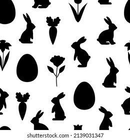 Seamless pattern Easter Bunny silhouette vector illustration