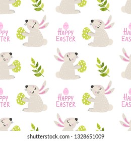 Seamless pattern with Easter bunny. Vector illustration for your design