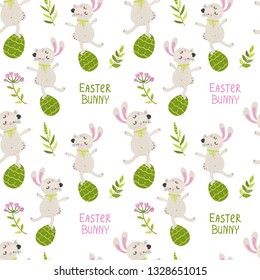 Seamless pattern with Easter bunny. Vector illustration for your design