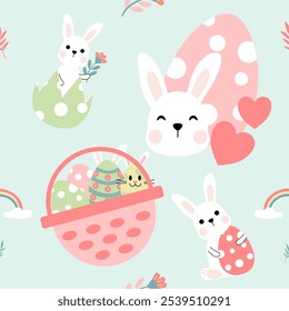 Seamless pattern easter with color easter eggs.