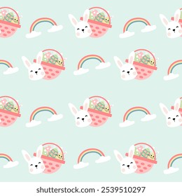Seamless pattern easter with color easter eggs.