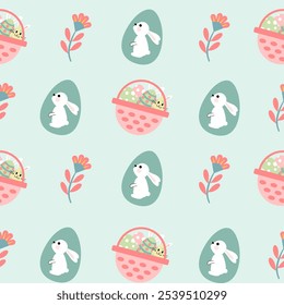 Seamless pattern easter with color easter eggs.