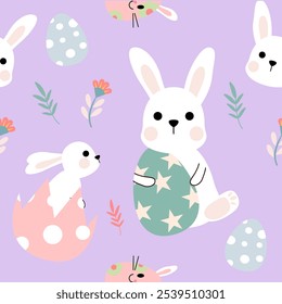 Seamless pattern easter with color easter eggs.