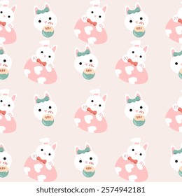 Seamless pattern easter with color easter eggs.