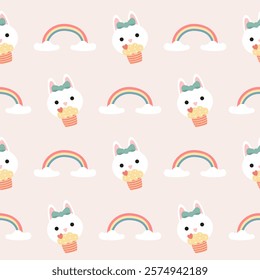 Seamless pattern easter with color easter eggs.