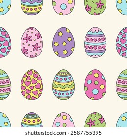 Seamless pattern for Easter. Colorful decorated eggs.