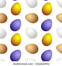 Seamless pattern of Easter colorful eggs on a white background