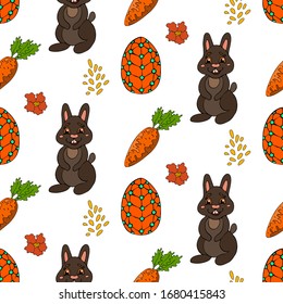 Seamless pattern of Easter design elements. Perfect for holiday decoration and spring greeting cards