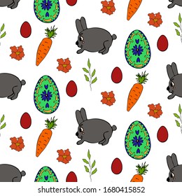 Seamless pattern of Easter design elements. Perfect for holiday decoration and spring greeting cards