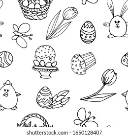 seamless pattern with easter doodle style