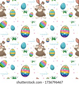 Seamless pattern of easter egg and cut rabbit illustration