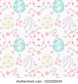 Seamless pattern easter egg and flower