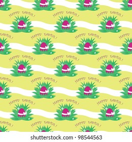 seamless pattern with Easter  egg on green grass with butterfly