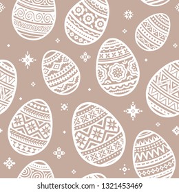 Seamless pattern of easter egg vector flat icons painted in traditional style. Eggs isolated vector. Easter eggs for Easter holidays design. Eggs icons flat modern style.