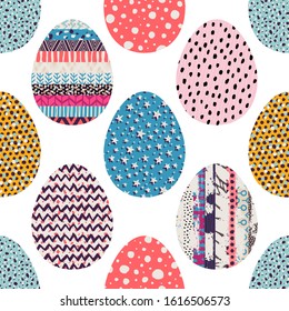 Seamless pattern with Easter eggs. Can be used on packaging paper, fabric, background for different images, etc.