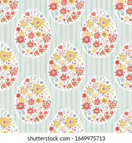 Seamless pattern with Easter eggs. Can be used on packaging paper, fabric, background for different images, etc. 
