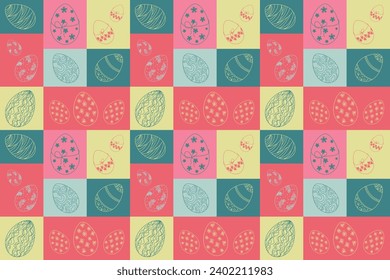 Seamless pattern with Easter eggs. Can be used for scrapbook, easter decor, textile,wrapping paper.Vector background.