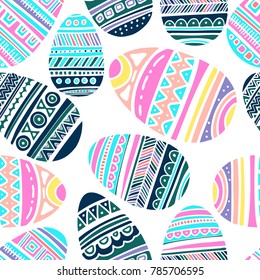 Seamless pattern with  Easter eggs.
Can be used for printing paper, suitable for festive invitations, textile .