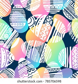 Seamless pattern with  Easter eggs.
Can be used for printing paper, suitable for festive invitations, textile .