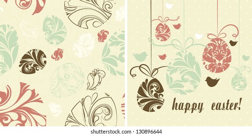 Seamless pattern with Easter eggs Easter card Vector illustration