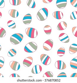 Seamless pattern of easter eggs. Colorful easter eggs on white background. EPS 8.