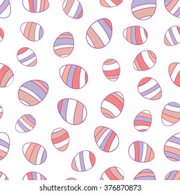 Seamless pattern of easter eggs. Colorful easter eggs on white background. EPS 8.