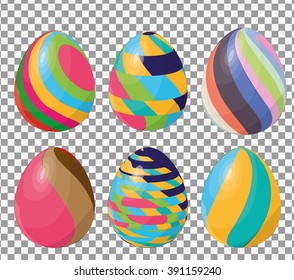 Seamless pattern with Easter eggs. Colorful Easter eggs set with different decorative elements and patterns. 