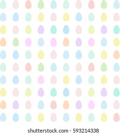 Seamless pattern with Easter eggs of different colors isolated on white. Cute Vector illustration. Soft pastel colors.
