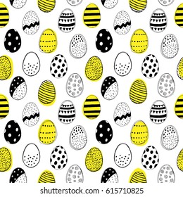 Seamless pattern with easter eggs doodles. Vector illustration