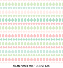 Seamless pattern with Easter eggs  and dots on white background.   seamless texture with Easter ornament. Cute Vector illustration. Soft pastel colors. Easter shevron pattern for eggs