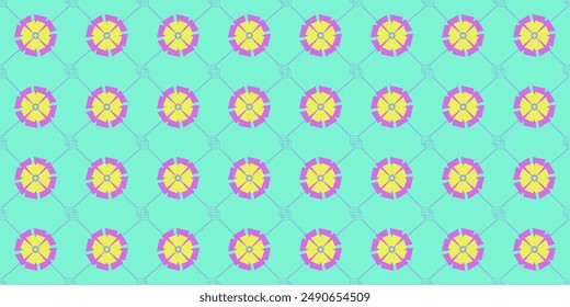 A seamless pattern of Easter eggs with floral designs, featuring a cute and colorful spring theme