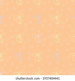 Seamless pattern of Easter eggs and flowers on pastel background vector illustration cute cartoon character
