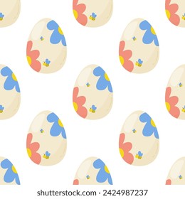Seamless pattern easter eggs with flowers. Vector illustration. For your design, wrapping paper, fabric.