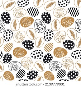 Seamless pattern of Easter Eggs - Gold and Black Easter Eggs