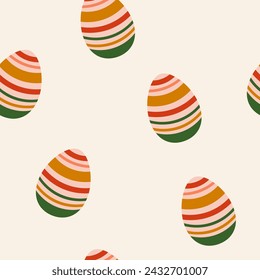 Seamless pattern with Easter Eggs. Easter eggs in hand drawn style. Vector illustration. Seamless Easter pattern. Holiday wrapping paper, modern flat vector design.

