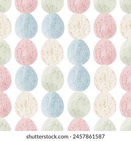 Seamless pattern with easter eggs, hand drawn illustration in watercolor style