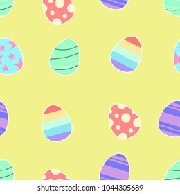 Seamless pattern with easter eggs, happy easter, Greeting easter card backdrop. vector illustration.