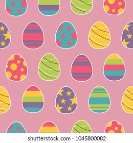 Seamless pattern with easter eggs, happy easter, Greeting easter card backdrop. vector illustration.