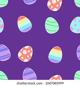 Seamless pattern with easter eggs, happy easter, Greeting easter card backdrop. vector illustration.