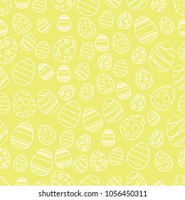 Seamless pattern with easter eggs, happy easter day, Greeting easter card backdrop,  The decorative Easter eggs with different patterns and different sizes, vector illustration.