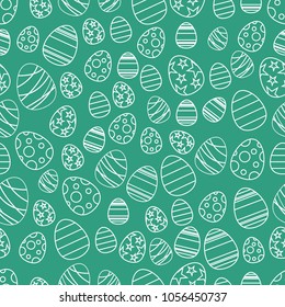 Seamless pattern with easter eggs, happy easter day, Greeting easter card backdrop,  The decorative Easter eggs with different patterns and different sizes, vector illustration.