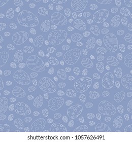 Seamless pattern with easter eggs, happy easter day, Greeting easter card backdrop,  The decorative Easter eggs with different patterns and different sizes, vector illustration.
