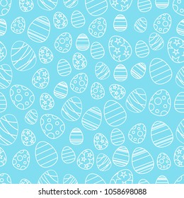 Seamless pattern with easter eggs, happy easter day, Greeting easter card backdrop,  The decorative Easter eggs with different patterns and different sizes, vector illustration.