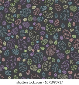 Seamless pattern with easter eggs, happy easter, Greeting easter card backdrop. vector illustration.