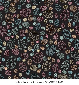 Seamless pattern with easter eggs, happy easter, Greeting easter card backdrop. vector illustration.