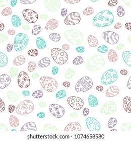 Seamless pattern with easter eggs, happy easter, Greeting easter card backdrop. vector illustration.