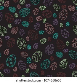 Seamless pattern with easter eggs, happy easter, Greeting easter card backdrop. vector illustration.