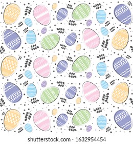 Seamless pattern Easter eggs. Happy Easter. Hand drawing style color vector illustration. 