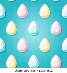 Seamless pattern with easter eggs on blue background