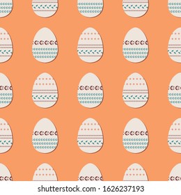 Seamless pattern with easter eggs on orange background, eps8